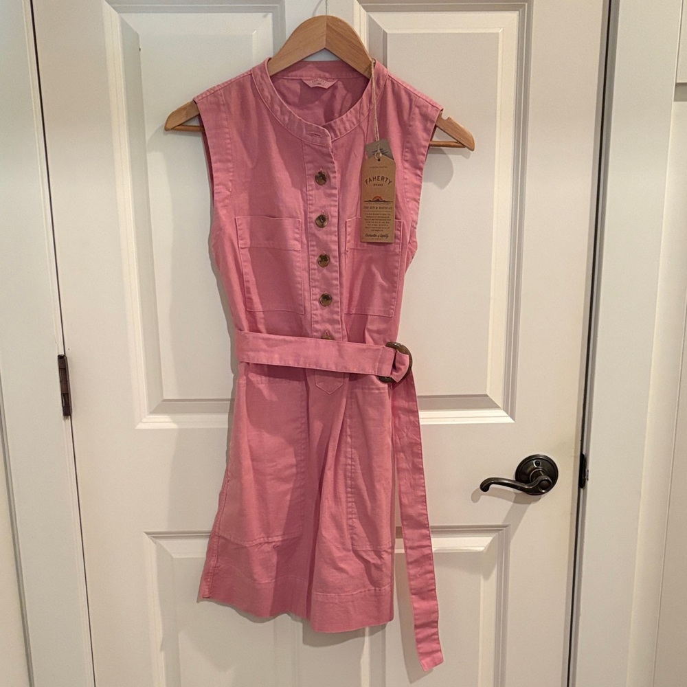 Faherty Avalon Dress Pink Button-Front Size XXS NWT